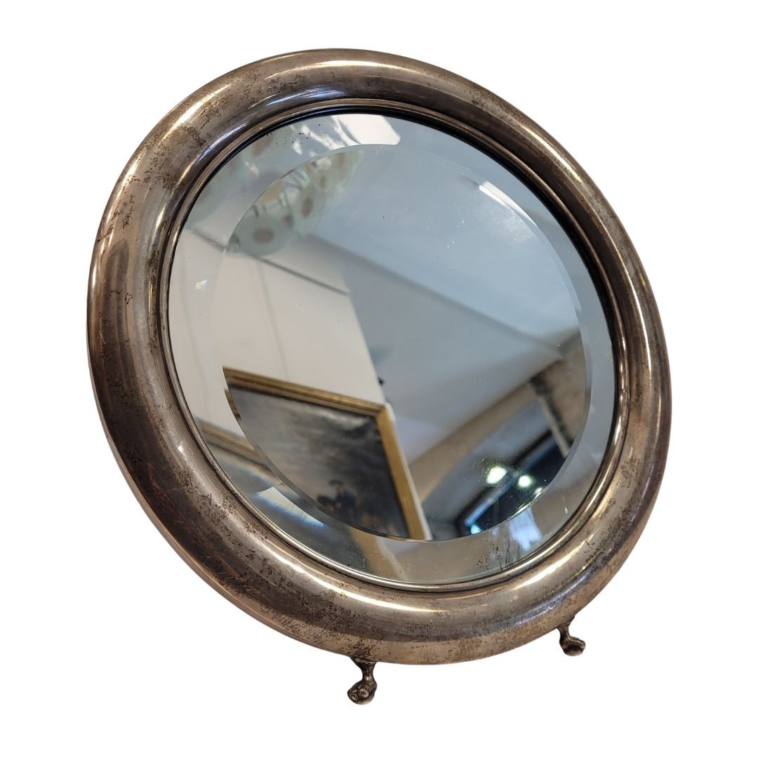 Vanity Mirror in Silver Plate, France, 1930s