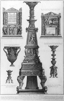 Vari Candelabri, un Vaso e Due Urne Cinerarie - Etching - 1778 1778-ZCI-756797