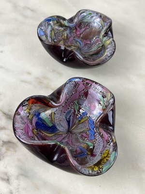 Variegated Murano Glass Ashtrays, 1970s, Set of 2-YST-1730452