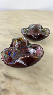 Variegated Murano Glass Ashtrays, 1970s, Set of 2-YST-1730452