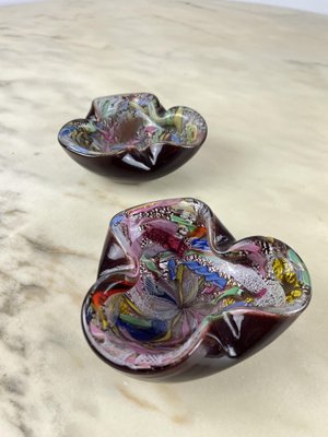 Variegated Murano Glass Ashtrays, 1970s, Set of 2-YST-1730452