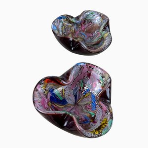 Variegated Murano Glass Ashtrays, 1970s, Set of 2-YST-1730452