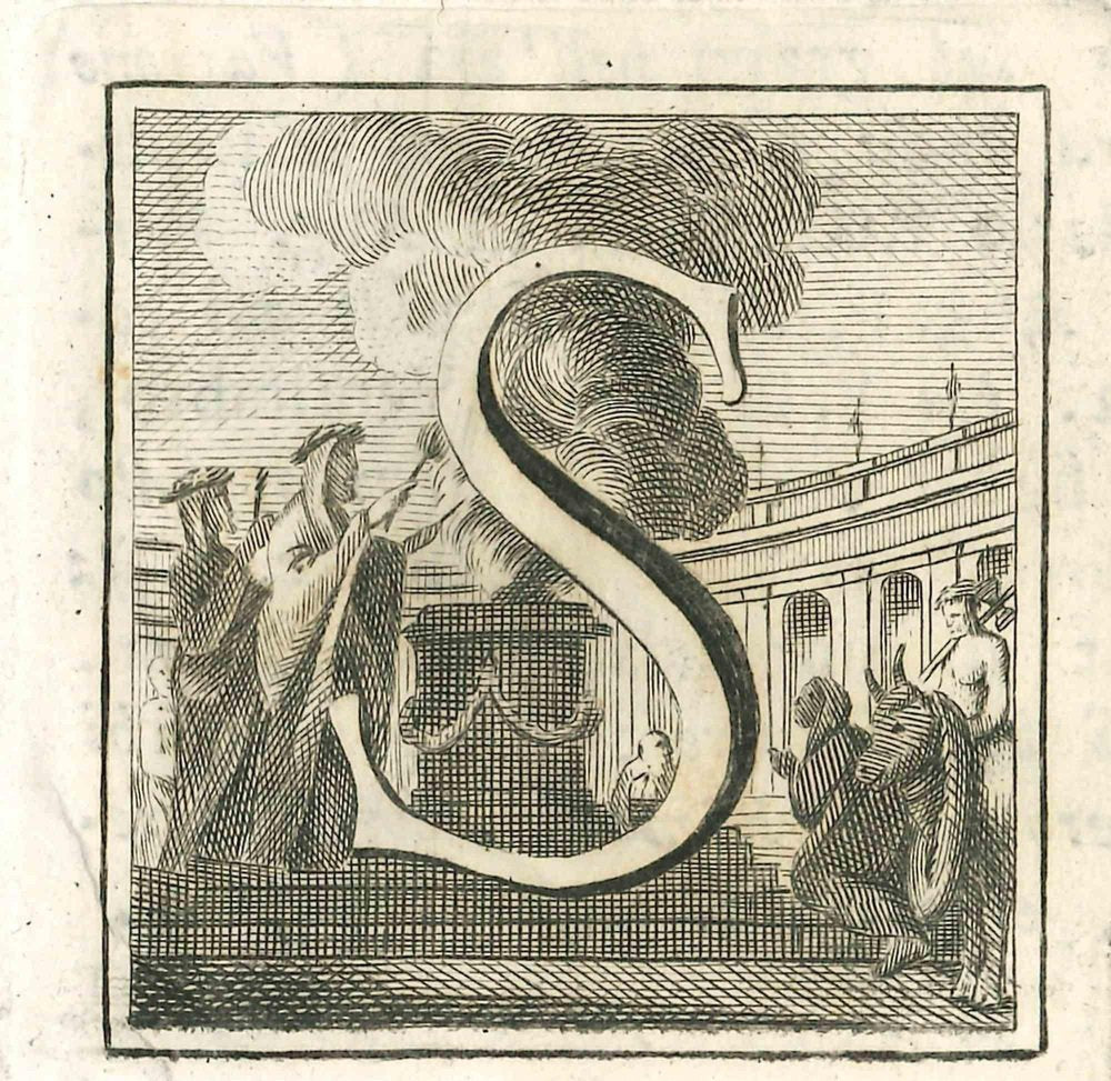 Various Artists, Letter of the Alphabet S, Original Etching, 18th Century