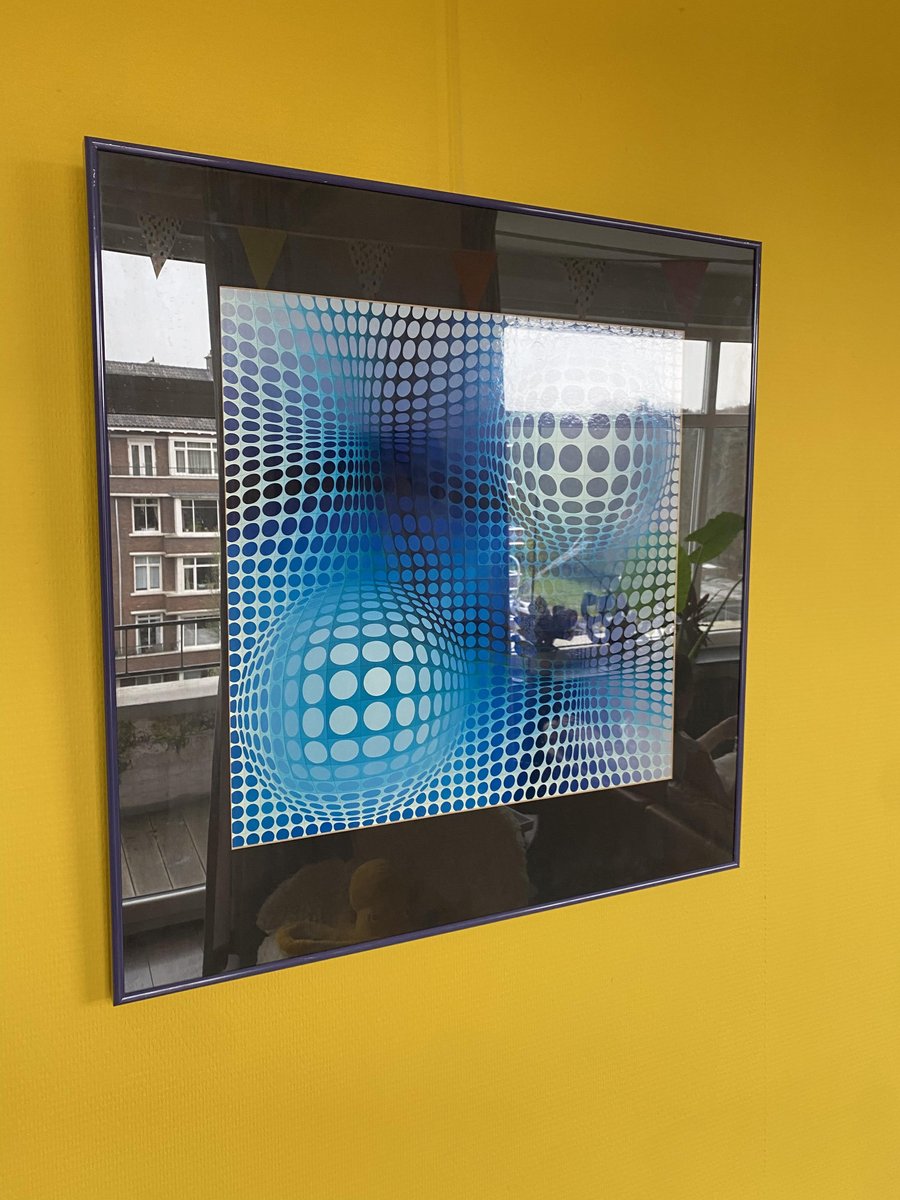 Vasarely, Op Art Composition, 1972, Photo Print, Framed