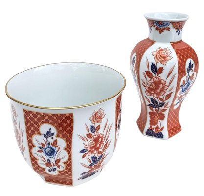 Vase and Cache-Pot in Porcelain from Bareuther Waldsassen, Set of 2-FSD-1295811