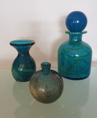 Vase and Carafe Set by Michael Harris for Mdina, 1970s, Set of 3-QDP-709548