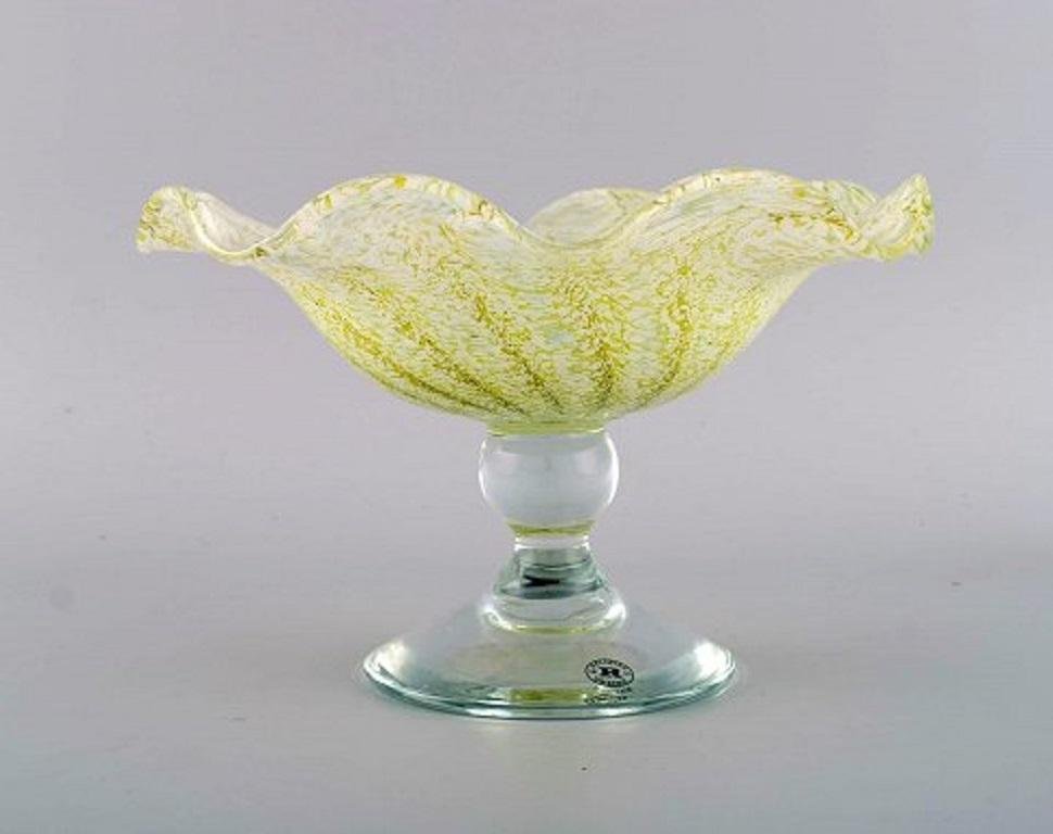 Vase and Compote in Mouth-Blown Art Glass from Reijmyre, Sweden, Set of 2