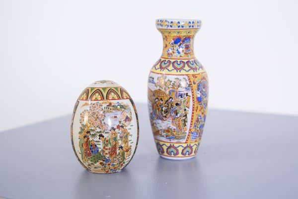 Vase and Egg in Chinese Porcelain, Set of 2-RCE-1254391