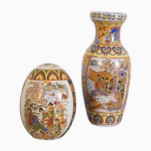 Vase and Egg in Chinese Porcelain, Set of 2-RCE-1254391