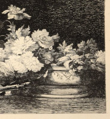 Vase de Fleurs - Original Etching by Louis Lemaire - 1870s-ZCI-754876