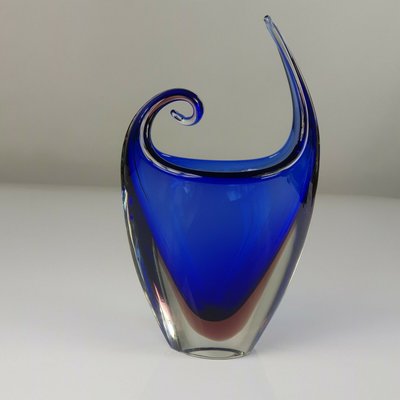 Vase in Blue Venecian Sommerso Glass by Flavio Poli, 1960s-FUP-1299423