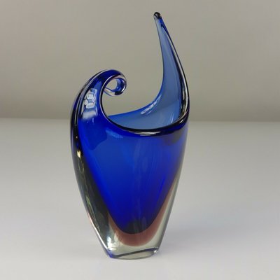 Vase in Blue Venecian Sommerso Glass by Flavio Poli, 1960s-FUP-1299423