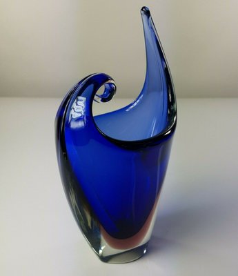 Vase in Blue Venecian Sommerso Glass by Flavio Poli, 1960s-FUP-1299423