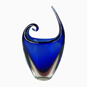 Vase in Blue Venecian Sommerso Glass by Flavio Poli, 1960s-FUP-1299423