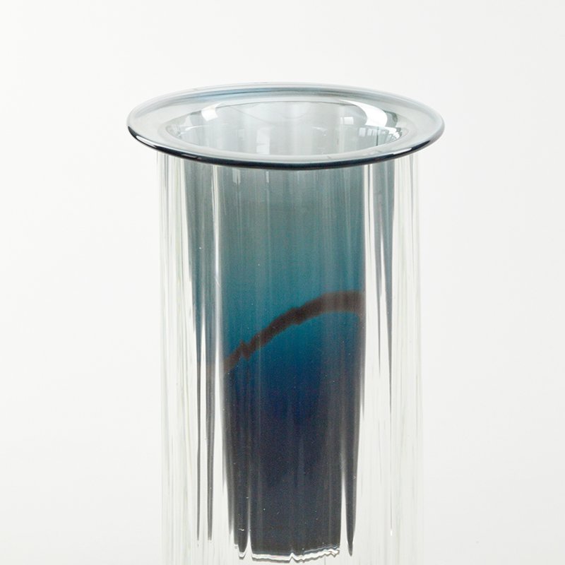 Vase in Ocean Blue, Moire Collection, Hand-Blown Glass by Atelier George