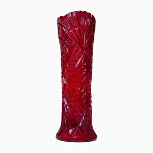 Vase in Pressed Red Glass by Fyens Glasværk, 1920s-LCR-2032507