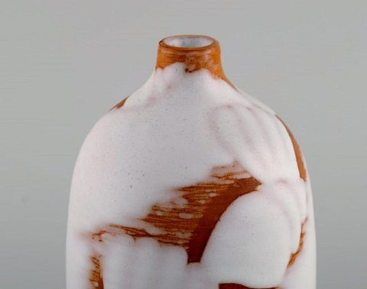 Vase in White Glazed Ceramics with Seashells by Anna Lisa Thomson, 1950s