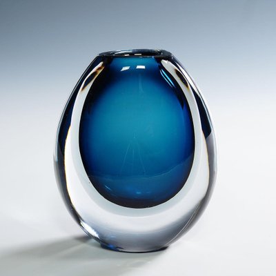 Vase with Blue and Grey Layers by Vicke Lindstrand for Kosta, 1950s-KJP-1823292