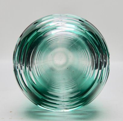 Vase with Optical Lenses in Turquoise Cut to Clear Crystal from Beyer, Germany-MJY-1148901