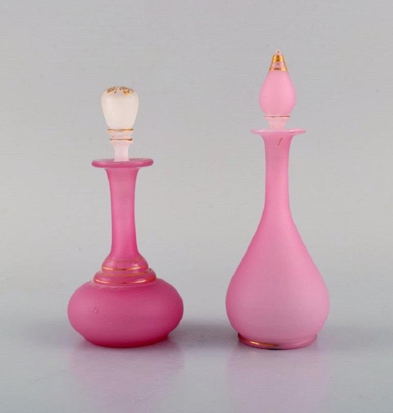 Vases and Two Flacons in Pink Mouth-Blown Art Glass, 1900s, Set of 4