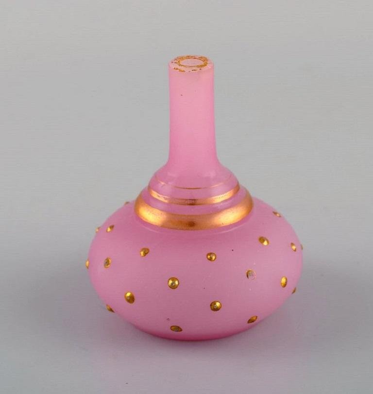 Vases and Two Flacons in Pink Mouth-Blown Art Glass, 1900s, Set of 4