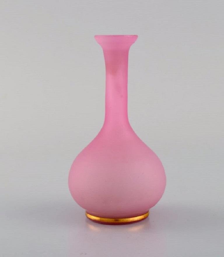 Vases and Two Flacons in Pink Mouth-Blown Art Glass, 1900s, Set of 4