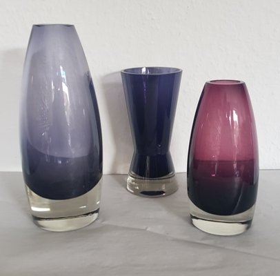 Vases by Tamara Aladin for Riihimäki / Riihimäen Lasi Oy, 1970s, Set of 3-QDP-809590