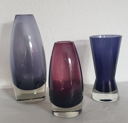 Vases by Tamara Aladin for Riihimäki / Riihimäen Lasi Oy, 1970s, Set of 3-QDP-809590