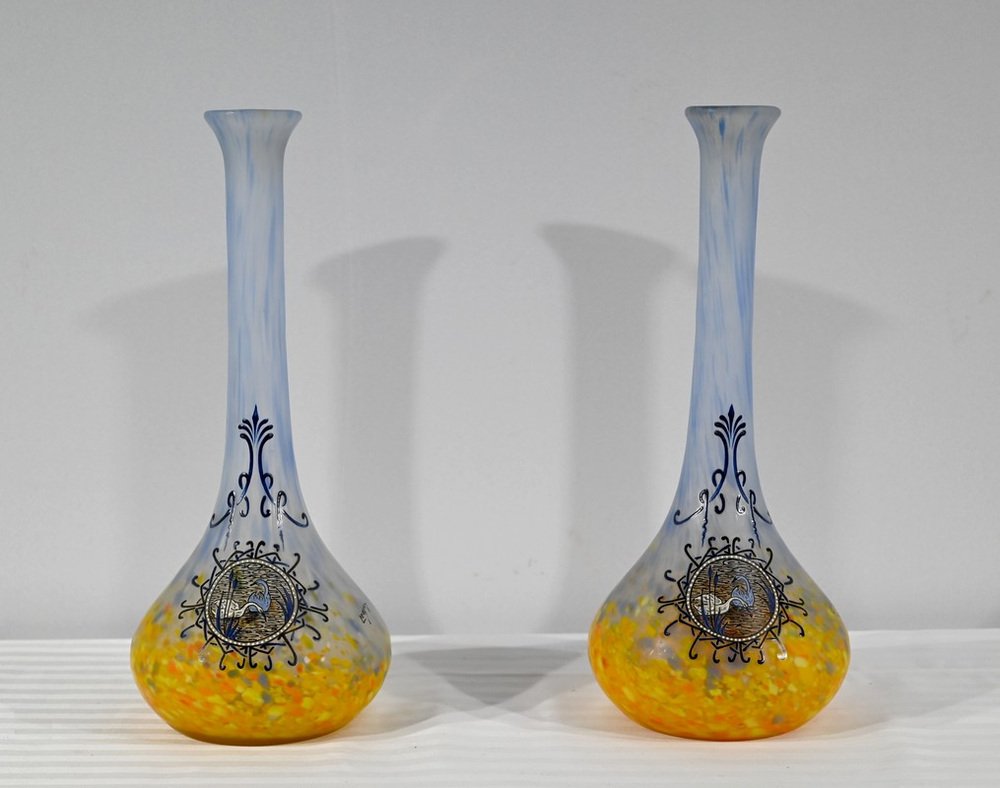 Vases in Glass Paste by Legras, 1890s, Set of 2