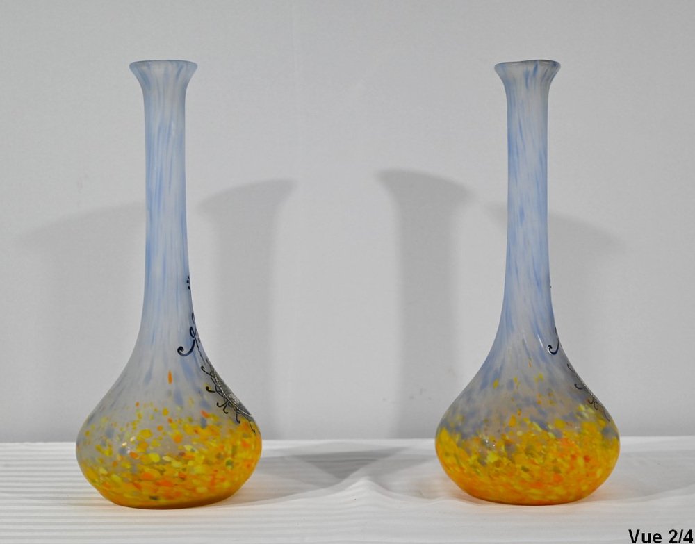 Vases in Glass Paste by Legras, 1890s, Set of 2