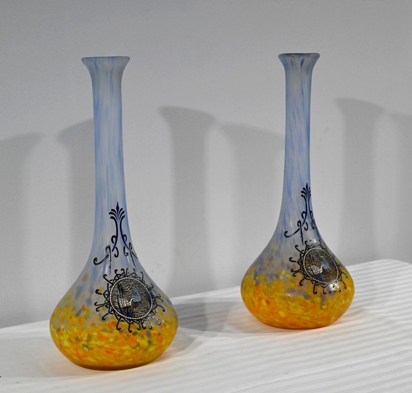 Vases in Glass Paste by Legras, 1890s, Set of 2