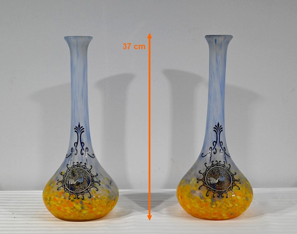 Vases in Glass Paste by Legras, 1890s, Set of 2