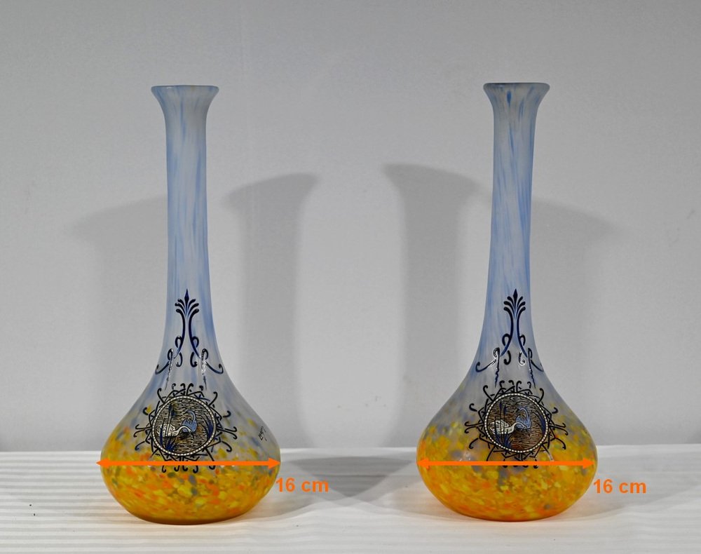 Vases in Glass Paste by Legras, 1890s, Set of 2