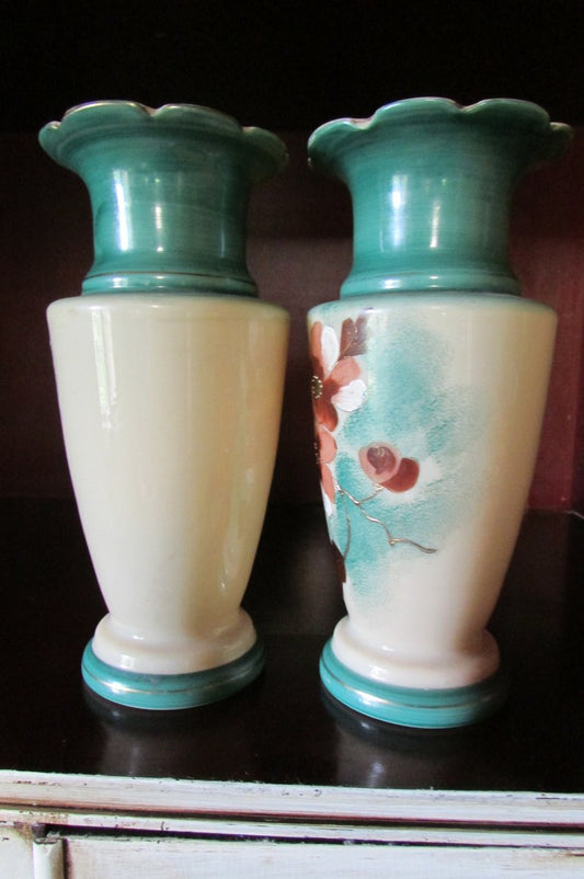 Vases in Glazed Opaline with Floral Motifs, 1900s, Set of 2