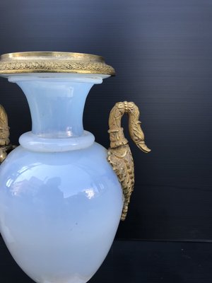 Vases in Opaline and Bronze, Early 19th Century, Set of 2-WIM-1259391