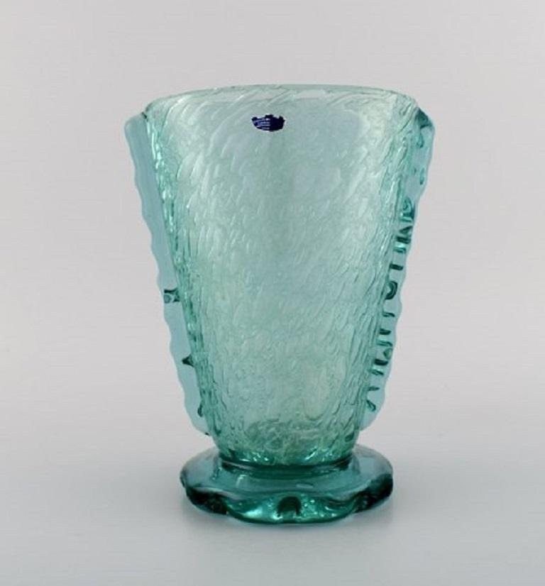 Vases in Turquoise Art Glass by Karin Hammar for Stockholm Glasbruk, Set of 2