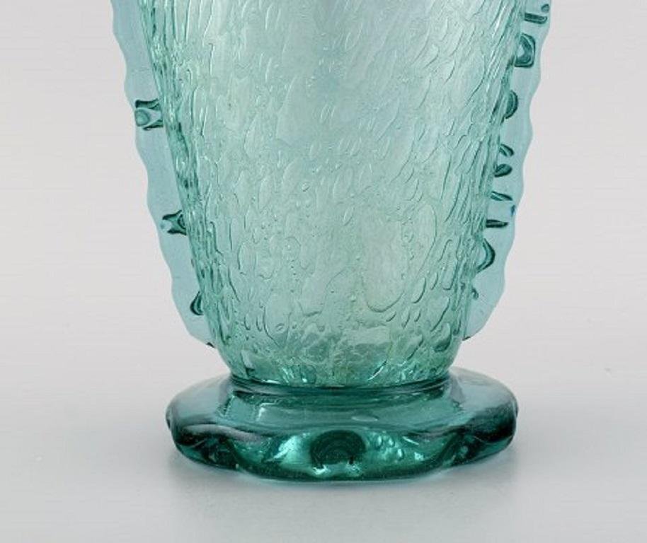 Vases in Turquoise Art Glass by Karin Hammar for Stockholm Glasbruk, Set of 2