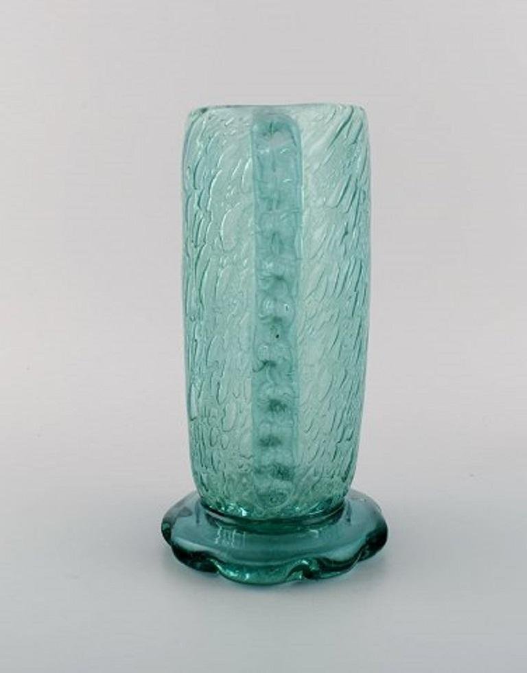 Vases in Turquoise Art Glass by Karin Hammar for Stockholm Glasbruk, Set of 2