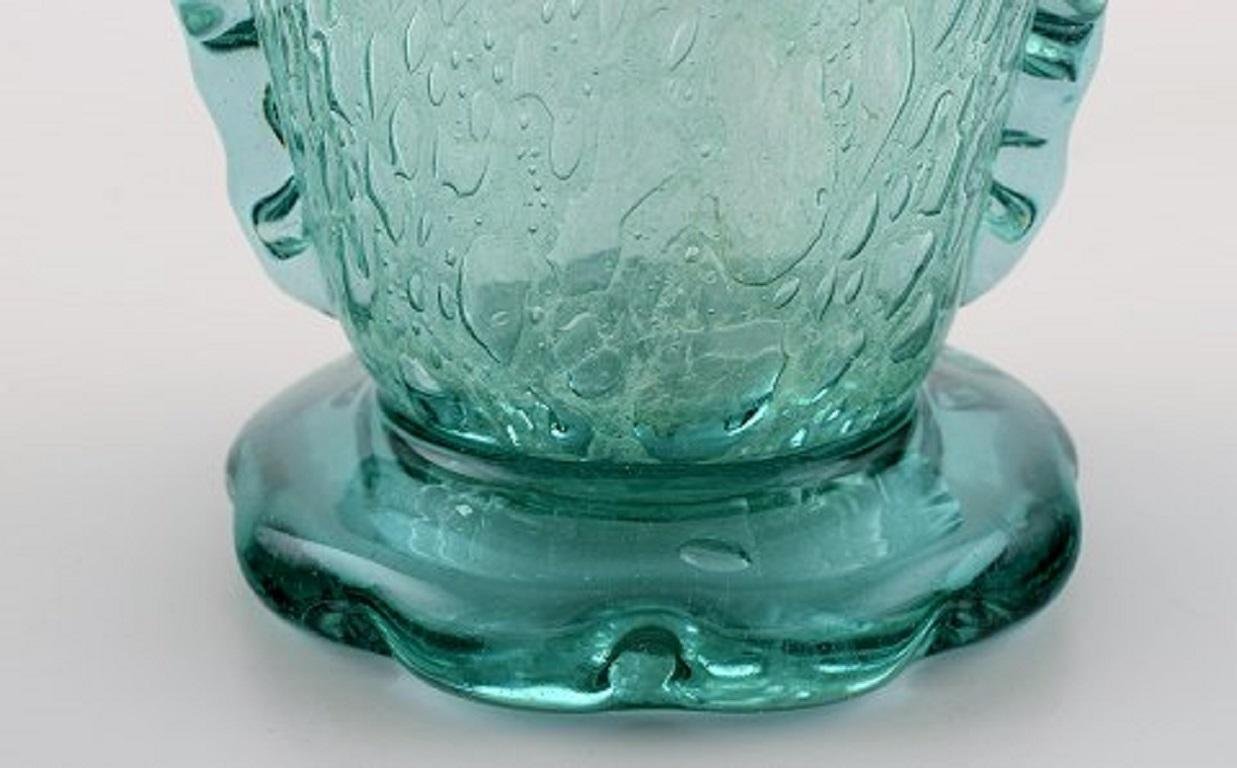 Vases in Turquoise Art Glass by Karin Hammar for Stockholm Glasbruk, Set of 2