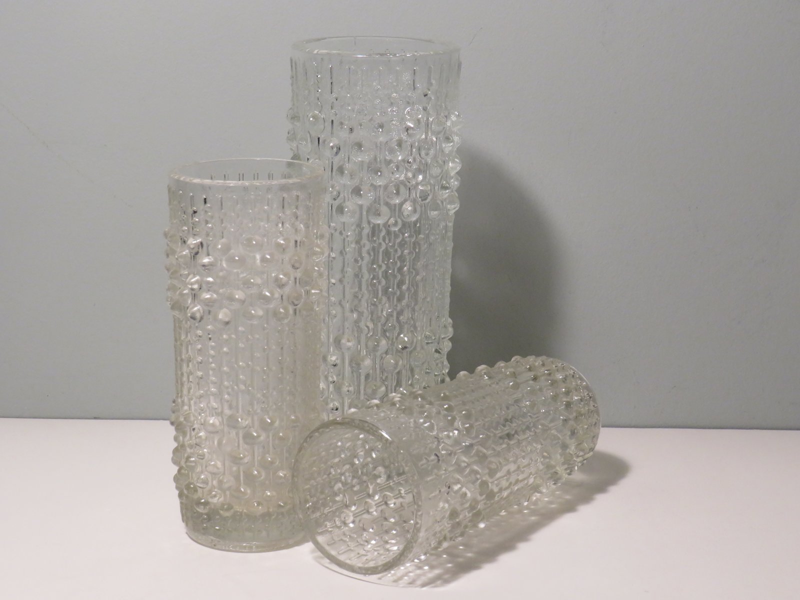 Vases with Candle Wax Motif from Sklo Union Glassworks, Czech Republic, 1970s, Set of 3