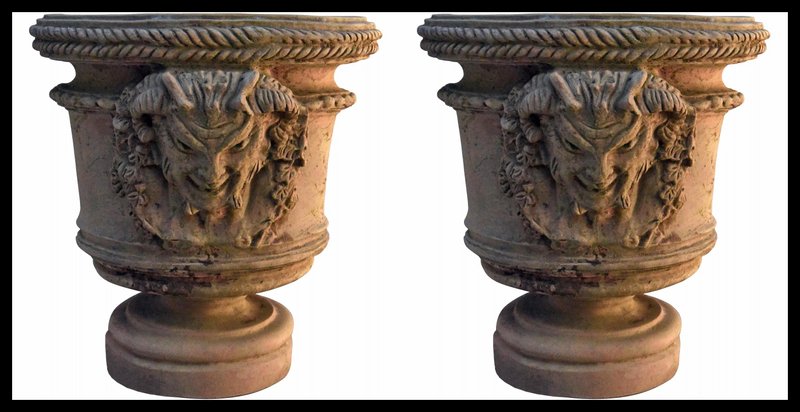 Vases with Fauns in Impruneta Terracotta, Set of 2