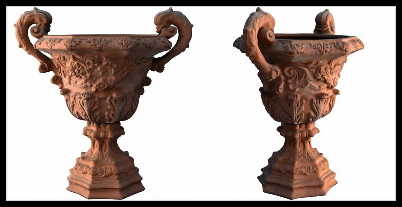 Vases with Ornamental Festoni in Terracotta, Set of 2