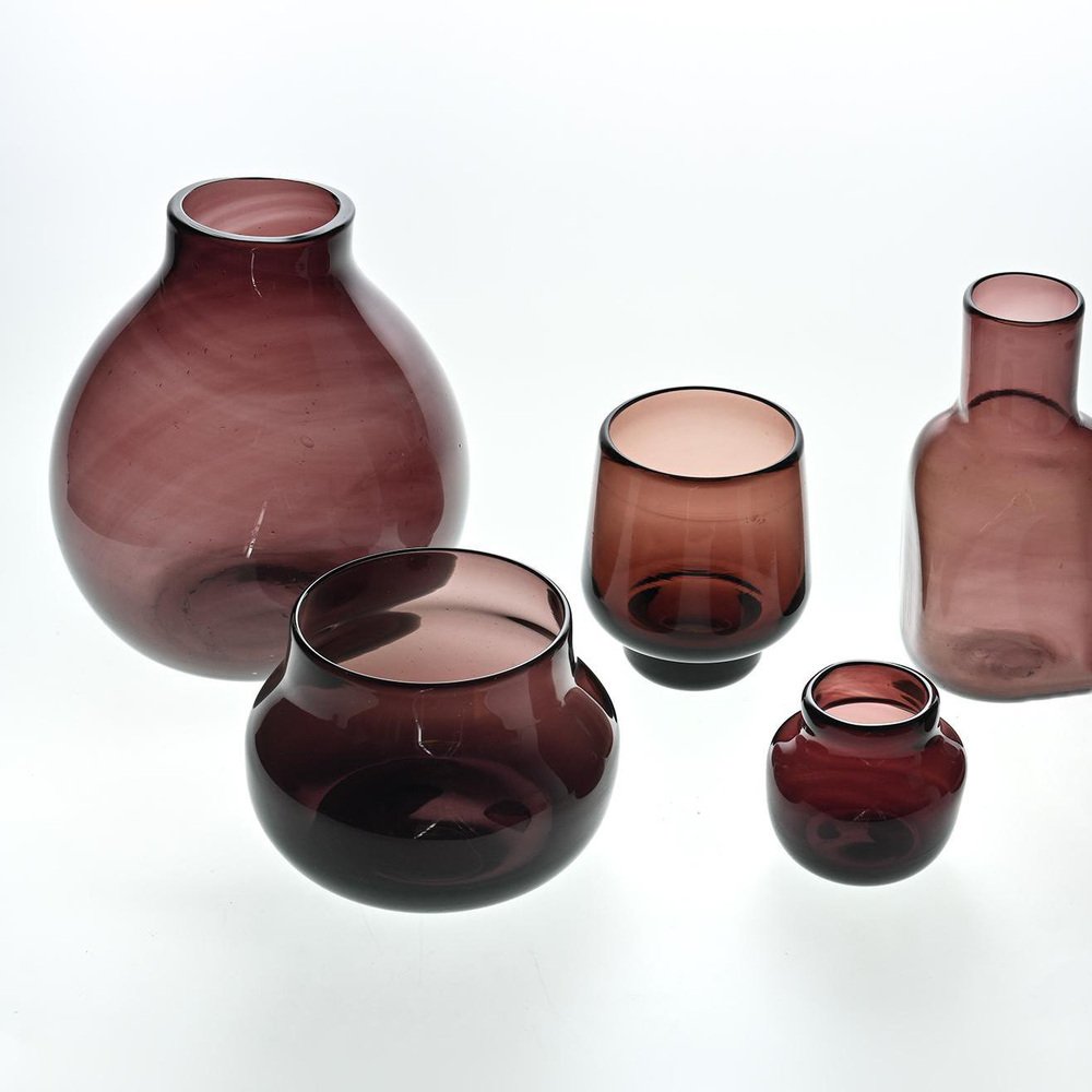 Vases with Purple Nuances by Claude Morin, 1980s, Set of 5