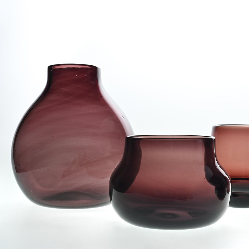 Vases with Purple Nuances by Claude Morin, 1980s, Set of 5