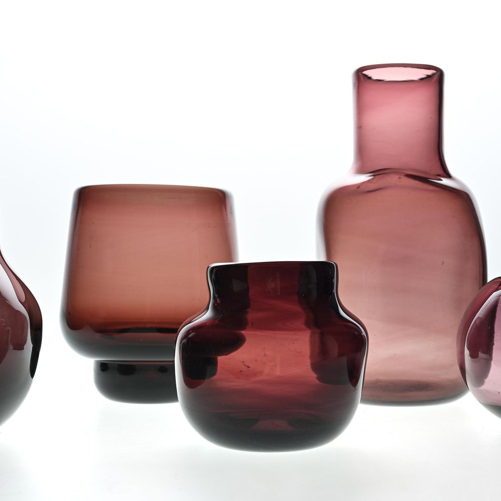 Vases with Purple Nuances by Claude Morin, 1980s, Set of 5