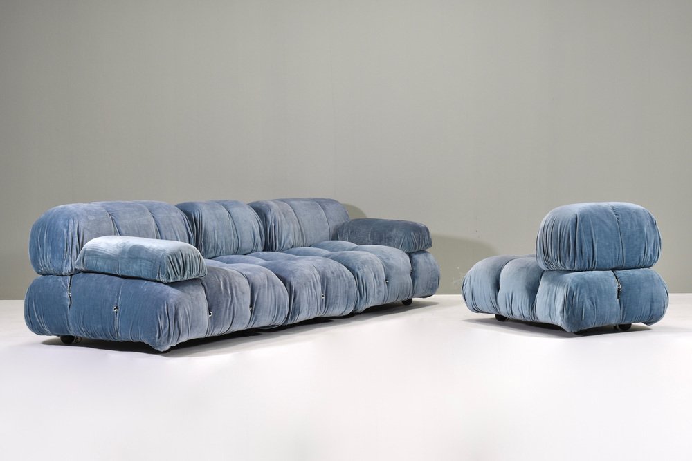 Velvet 1st Edition Camaleonda Sofa by Mario Bellini for B&b Italia / C&b Italia, Set of 4