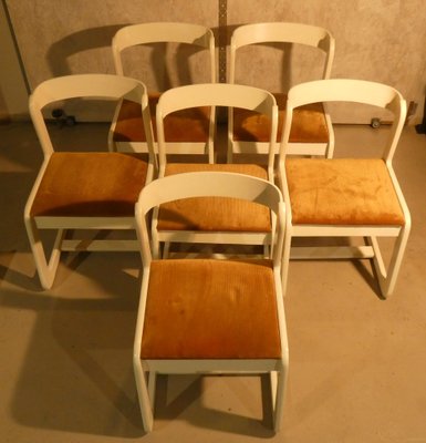 Velvet and Wood Chairs by Mario Sabot, Italy, 1970s, Set of 6-ERB-1766262