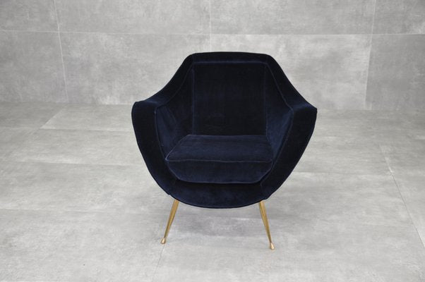 Velvet & Brass Armchair, 1950s-RAF-1239223