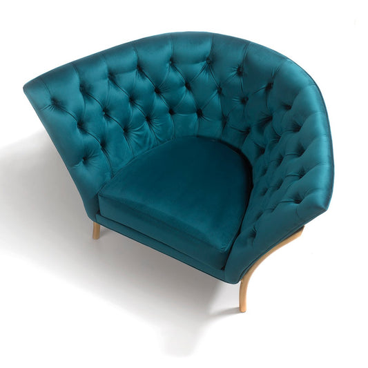 Velvet Buttoned Lounge Chair by Michele Mantovani