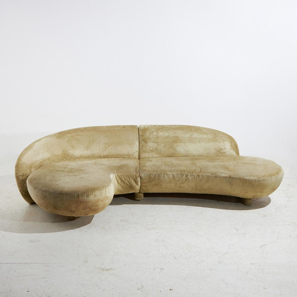 Velvet Corner Sofa by Roberto Lazzeroni for IPE Cavalli, 1990s